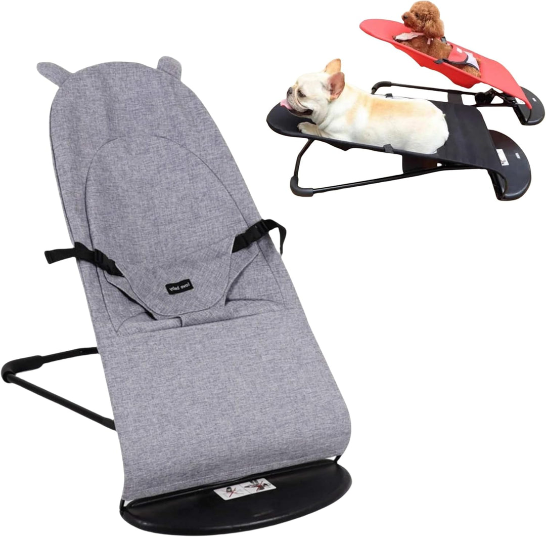 Pet Rocking Chair for Small Dogs & Cats – Foldable Indoor Lounger Bed, Adjustable Design Supports up to 33 lbs