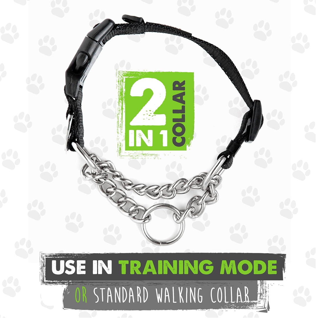 Martingale Collar with Buckle | Training Dog Collar, Limited Cinch Chain Pet Gear for No Pull Dog Walking. Martingale Dog Collars for Large Dogs, Medium Breeds and Small Pets