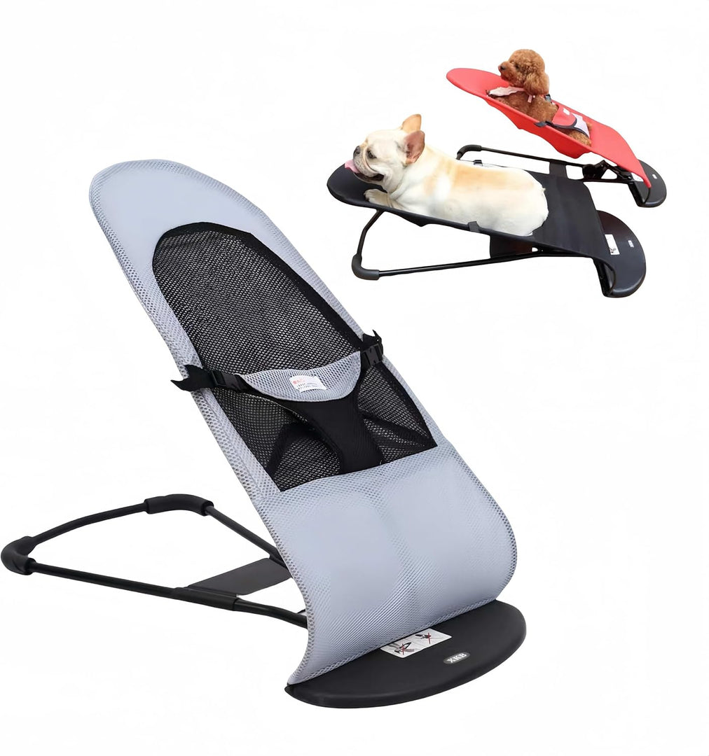 Pet Rocking Chair for Small Dogs & Cats – Foldable Indoor Lounger Bed, Adjustable Design Supports up to 33 lbs